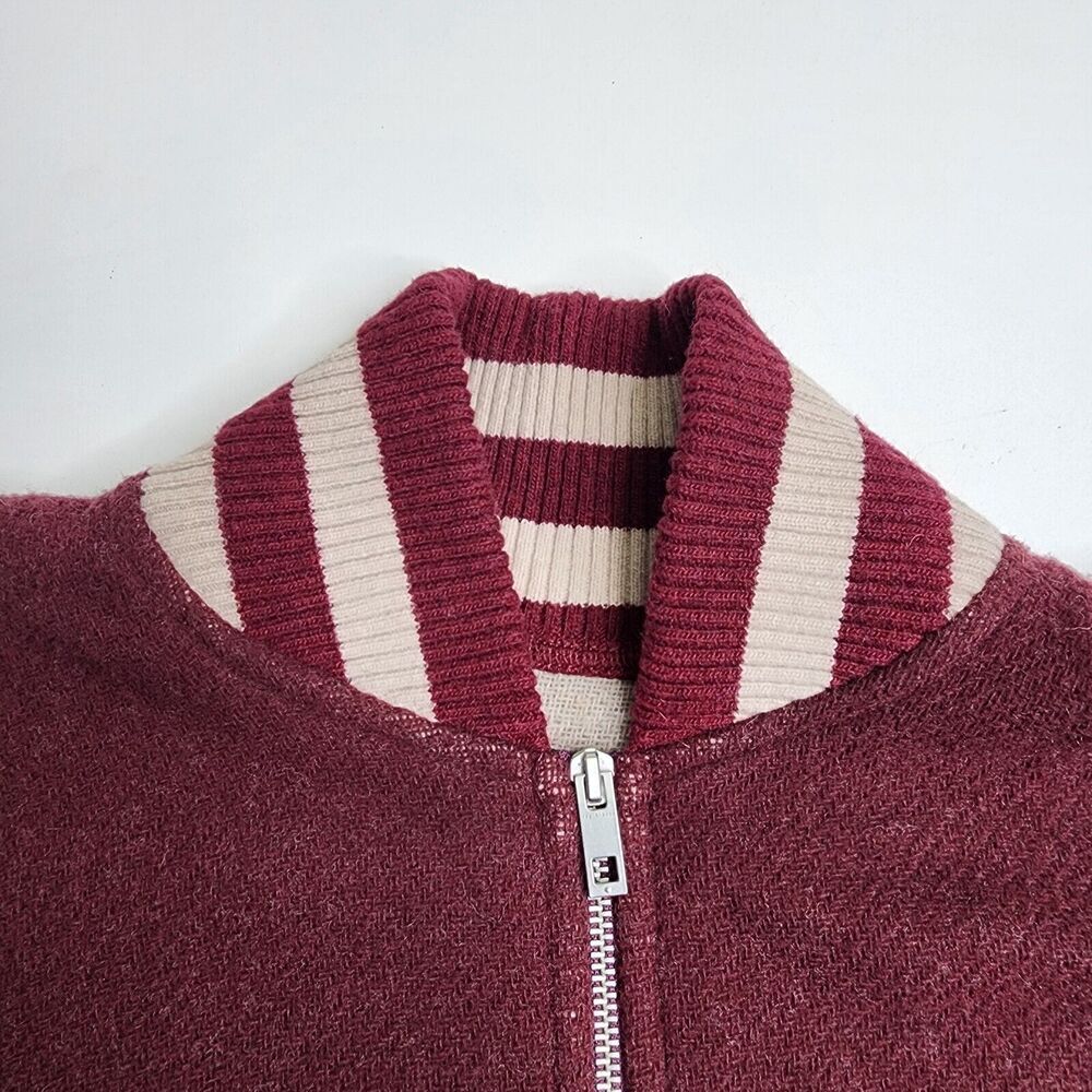 RAG & BONE Maroon Varsity Full Zip Wool Poncho Cape $450 One Size - Picture 3 of 9